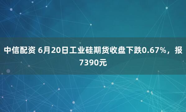 中信配资 6月20日工业硅期货收盘下跌0.67%，报7390元